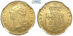 France, Louis XVI, 2 Louis d'or 1786-K Bordeaux, Au mm 28 ottima conservazione, in Slab NGC MS61