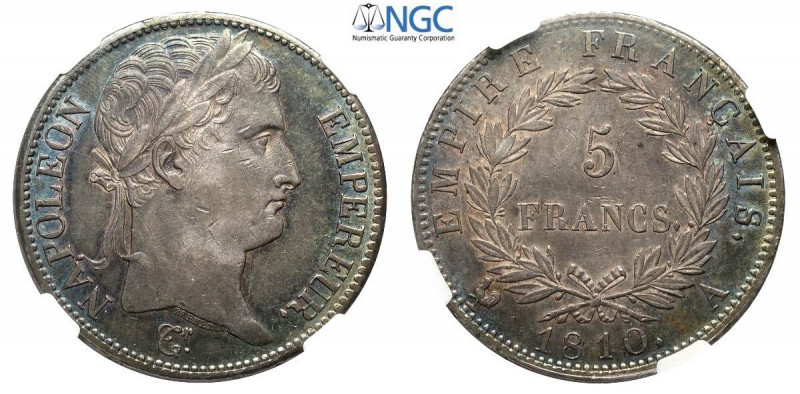 France, Napoleon I Empereur (1804-1814), 5 Francs 1810-A Paris, Ag mm 37 bella p...