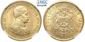 Germany Prussia, Wilhelm II, 20 Mark 1914-A, Au mm 22 una moneta eccezionale, in Slab NGC MS65 (best grade of NGC)