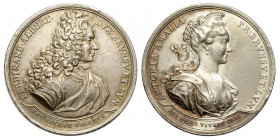 Germany, medal for the marriage of Ferdinand Albert Brunwick and Luneburg with Antonia Amalia 1712, RR Ag mm 45 g 43,54 tracce di pulitura, migliore d...