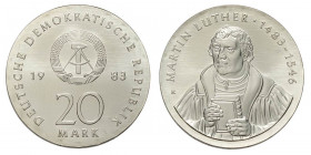 Germany DDR, 20 Mark 1983 Martin Luther, Ag mm 33 FDC