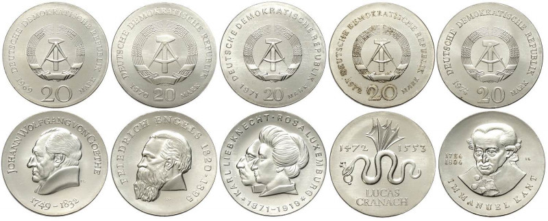 Germany DDR, 20 Silver Mark: 1969 (KM-25), 1970 (KM-28), 1971 (KM-32), 1972 (KM-...