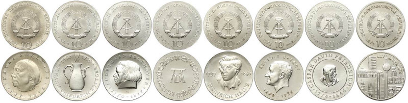 Germany DDR, 10 Silver Mark: 1967 (KM-17.1), 1969 (KM-24), 1970 (KM-27.1), 1971 ...