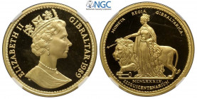 Gibraltar, British Colony, Elizabeth II, 5 Sovereigns 1989 "Una and the Lion", Au mm 36 in Slab NGC PF65 Ultra Cameo