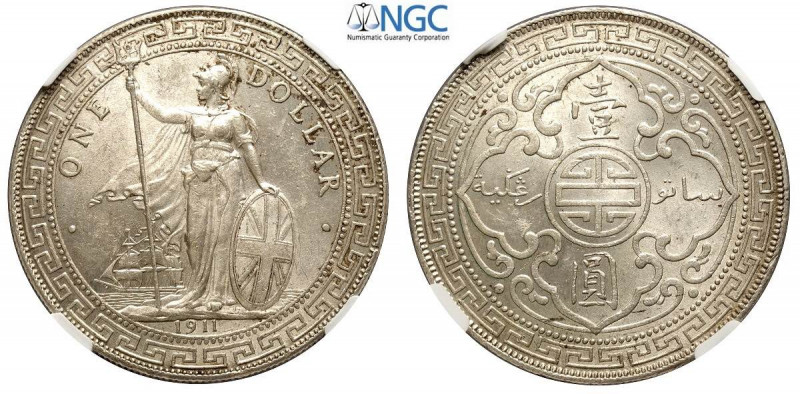 Great Britain, Trade Coinage, Dollar 1911-B Bombay, Ag mm 39 alta conservazione,...