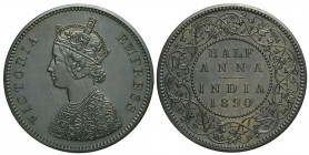India-British, Victoria, 1/2 Anna 1890 (c) Proof Restrike, Cu mm 31 minimi graffietti al dritto, Proof