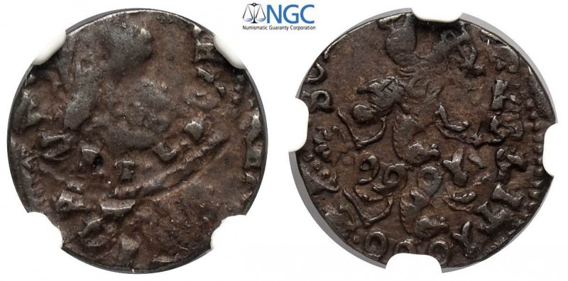 Lithuania, Johann Casimir, Schilling 1666-TLB, KM-50 Cu mm 16 in Slab NGC Mint E...