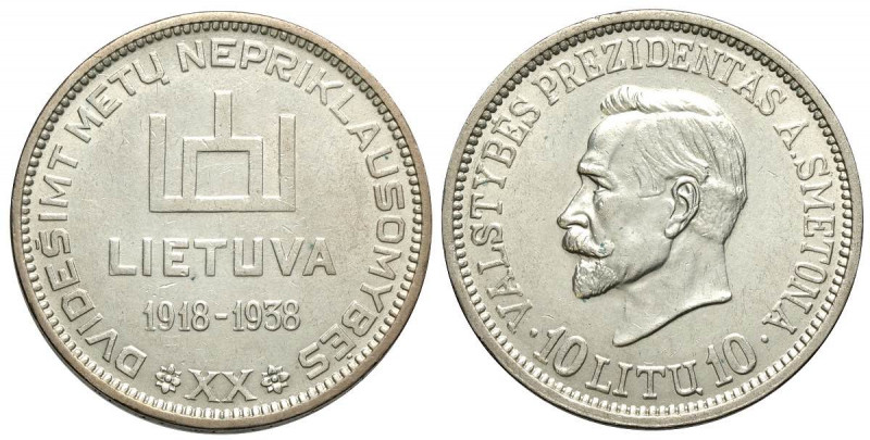 Lithuania, Republic, 10 Litu 1938, Ag mm 32 BB-SPL