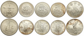 Mexico, Estados Unitos, Lot of 5 scarce date Silver OZ: 1949, 1992, 1993, 1994, 2000