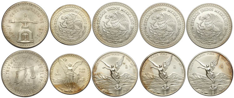 Mexico, Estados Unitos, Lot of 5 scarce date Silver OZ: 1949, 1995, 1996, 1997, ...