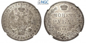 Russia, Nicholas I, Rouble 1846-CNB NA, Ag mm 36 ottimo esemplare, in Slab NGC MS62