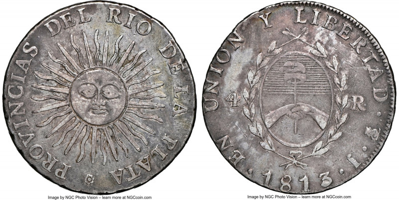 Rio de La Plata 4 Reales 1813 PTS-J XF Details (Cleaned) NGC, Potosi mint, KM4. ...
