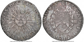 Rio de La Plata 4 Reales 1813 PTS-J XF Details (Cleaned) NGC, Potosi mint, KM4. An iconic type, seldom-seen in this 4 Reales denomination, displaying ...