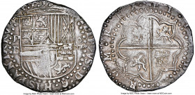 Philip II Cob 8 Reales ND (1581-1586) P-B AU53 NGC, Potosi mint, KM0005.1, Cal-672, Paoletti-75. 27.33gm. Simply incredible preservation for any Potos...