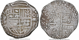 Philip III Cob 8 Reales 1620 P-T VF35 NGC, Potosi mint, KM10, Cal-929. 27.17gm. Sharp, bearing a common die shift to the cross that resulted in a doub...