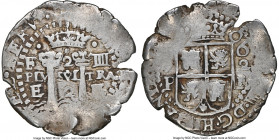 Philip IV Cob 2 Reales 1652 P-E XF45 NGC, Potosi mint, KM15.1, Cal-914. 6.65gm. "F-2-IIII" variety. Transitional type. A high grade for the issue, wel...
