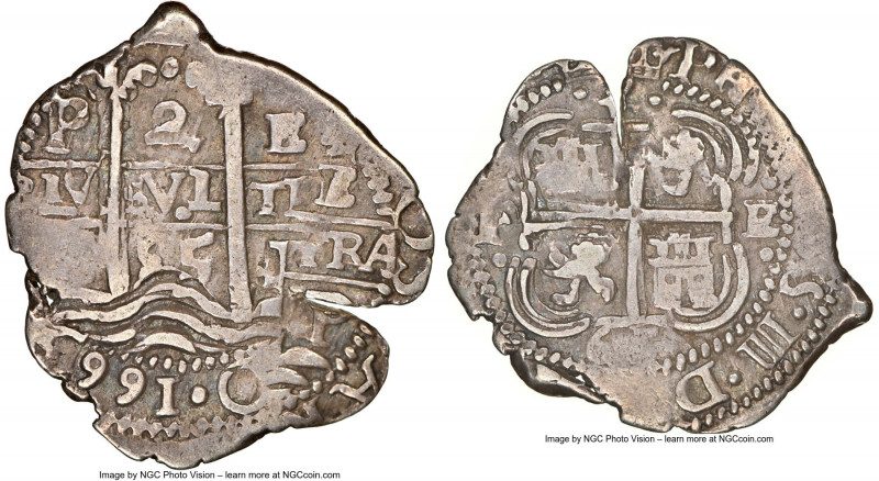 Philip IV Cob 2 Reales 1665 P-E Clipped NGC, Potosi mint, KM16, Cal-933. 5.40gm....