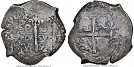 Charles II Cob 8 Reales 1692 P-VR XF45 NGC, Potosi mint, KM26, Cal-735. 26.20gm. Dressed in a pewter patina, bearing three partial dates and deeply-en...