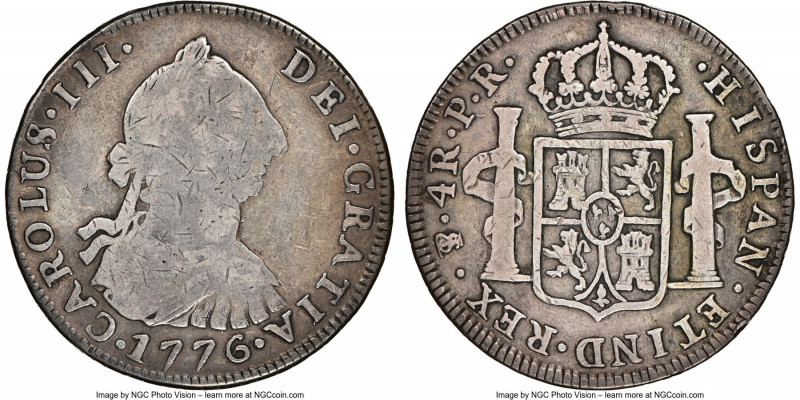 Charles III 4 Reales 1776 PTS-PR Fine Details (Obverse Scratched) NGC, Potosi mi...