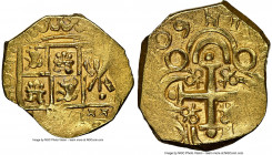 Charles II Posthumous gold Cob 2 Escudos 1709-ARC MS63 NGC, Santa Fe de Nuevo Reino mint, KM14.2, Cal-1927 (under Philip V), Oro Macuquino-231 (under ...
