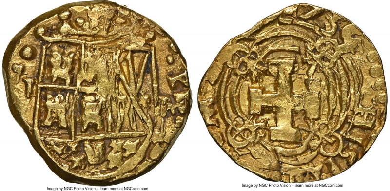 Philip V gold Cob 2 Escudos 1735-M UNC Details (Mount Removed) NGC, Santa Fe de ...