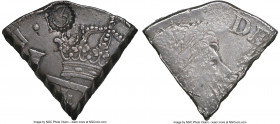 Dutch Colony Counterstamped 3 Reaal (18 Stuivers) ND (1818) AU58 NGC, KM28.1. 5.33gm. Host: Cut colonial Peruvian 8 Reales. Counterstamp: "3" (AU Stro...