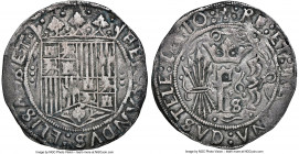 Santo Domingo. Ferdinand & Isabella (1474-1504) Real ND (from 1505)-S XF Details (Damaged) NGC, Seville mint, KM0013, Cal-443, Cay-2694, Gomez-3. Amon...