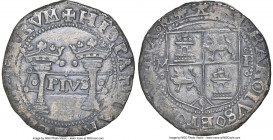 Charles & Johanna "Early Series" 2 Reales ND (1541-1542) M-P XF Details (Environmental Damage) NGC, Mexico City mint, KM0011, Cal-91, Nesmith-Type 25....