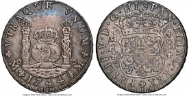 Philip V 8 Reales 1744 Mo-MF XF Details (Cleaned) NGC, Mexico City mint, KM103. An affordable example of this popular Pillar type, presenting well-def...