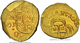 Philip V gold Cob Escudo ND (1714) Mo-J MS65 NGC, Mexico City mint, KM51.2, Cal-1739, Oro Macuquino-172. 3.36gm. A gem representative of this scarce t...
