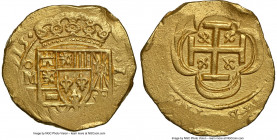 Philip V gold Cob 2 Escudos 1715 Mo-J UNC Details (Environmental Damage) NGC, Mexico City mint, KM53.2, Cal-1740, Oro Macuquino-276. 6.68gm. From the ...