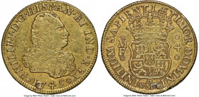 Philip V gold 4 Escudos 1745 Mo-MF XF Details (Plugged) NGC, Mexico City mint, KM135, Cal-2048. An affordable example of this sought-after type, prese...