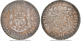 Ferdinand VI 2 Reales 1751 Mo-M AU55 NGC, Mexico City mint, KM86.1. A bold strike, graced by a lovely cobalt-gold patina with shades of peach and lave...