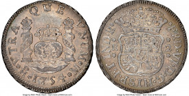 Ferdinand VI 2 Reales 1754 Mo-M AU55 NGC, Mexico City mint, KM86.1. A barely circulated specimen expressing full originality and a soft, silty patina ...