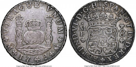 Ferdinand VI 8 Reales 1749 Mo-MF XF45 NGC, Mexico City mint, KM104.1. Well-struck, presenting mildly handled devices and slate toning.

HID09801242017...