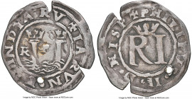 Philip II 1/2 Real ND (1568-1570)-RP VF Details (Holed) NGC, Lima mint, KM3, Cal-115, Grunthal/Sellschopp-7 (this coin). 1.32gm. Alonso de Rincón as a...