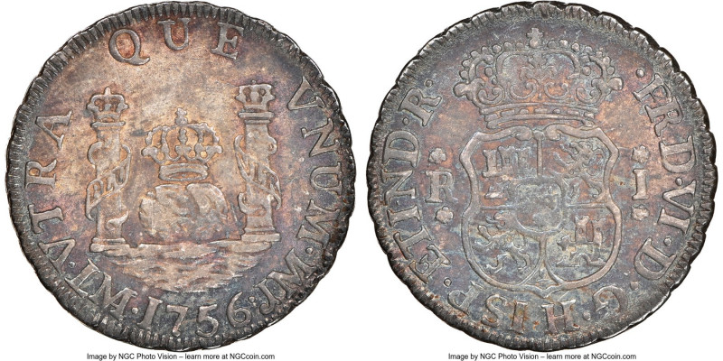 Ferdinand VI Real 1756 LM-JM AU58 NGC, Lima mint, KM52, Cal-159. Blessed with am...