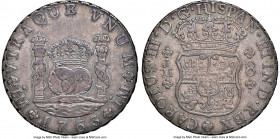 Charles III 8 Reales 1763 LM-JM AU55 NGC, Lima mint, KM-A64.1, Cal-1023. Two dots variety. Deeply-struck, presenting lightly handled motifs and a plea...