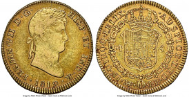 Ferdinand VII gold 4 Escudos 1819 LM-JP XF45 NGC, Lima mint, KM128, Cal-1706, Grunthal/Sellschopp-283f. A scarce date for this more difficult denomina...