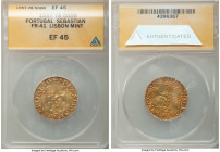 Sebastian gold 500 Reis (Cruzado) ND (1557-1578) XF45 ANACS, Lisbon mint, Fr-41, Gomes-57.04. A lovely toned example of the popular gold Cruzado type,...