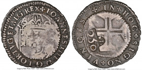 Pedro II Counterstamped 250 Reis ND (1698) VF20 NGC, KM33.1, LMB-99, Gomes-107.01 (different stamp). Host: Portugal João IV 200 Reis (1/2 Cruzado) fro...