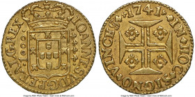João V gold 1000 Reis 1741 Clipped NGC, Lisbon mint, KM182. 2.22gm. A fairly handsome piece in spite of the noted clipping, expressing relatively ligh...