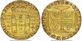 João V gold 4000 Reis 1710 Clipped NGC, Lisbon mint, KM184. 7.97gm. Moderately handled surfaces, demonstrating the presence of the assigned clipping o...