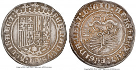 Ferdinand & Isabella (1474-1504) Real ND (from 1497) (Aqueduct)-P XF45 NGC, Segovia mint, Cal-381, Cay-2691. 3.28gm. Variety with 6 arrows. An attract...