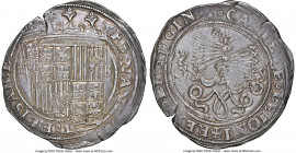 Ferdinand & Isabella 4 Reales ND (1474-1504)-S AU58 NGC, Seville mint, Cal-565, Cay-2820. 13.57gm. Variety with denomination to left of shield. Struck...