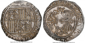 Ferdinand & Isabella 4 Reales ND (1469-1504) S-D AU58 NGC, Seville mint, Cal-564, Cay-2814. 13.69gm. A wonderful example of an early Spanish 4 Reales ...