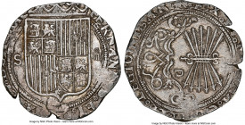 Ferdinand & Isabella 4 Reales ND (1474-1504) S-D AU58 NGC, Seville mint, Cal-564, Cay-2814. 13.64gm. Variety with six arrows and square D on reverse. ...