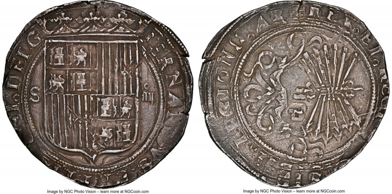 Ferdinand & Isabella 4 Reales ND (1474-1504) S-D AU53 NGC, Seville mint, Cal-564...