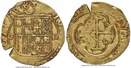 Charles & Johanna (1516-1556) gold Escudo ND (from 1535) G-R AU53 NGC, Granada mint, Cal-182, Cay-3139, Oro Macuquino-5a. 3.28gm. Boldly executed and ...