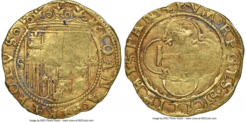 Charles & Johanna (1516-1556) gold Escudo ND (from 1543) S-(star) XF Details (Sc...
